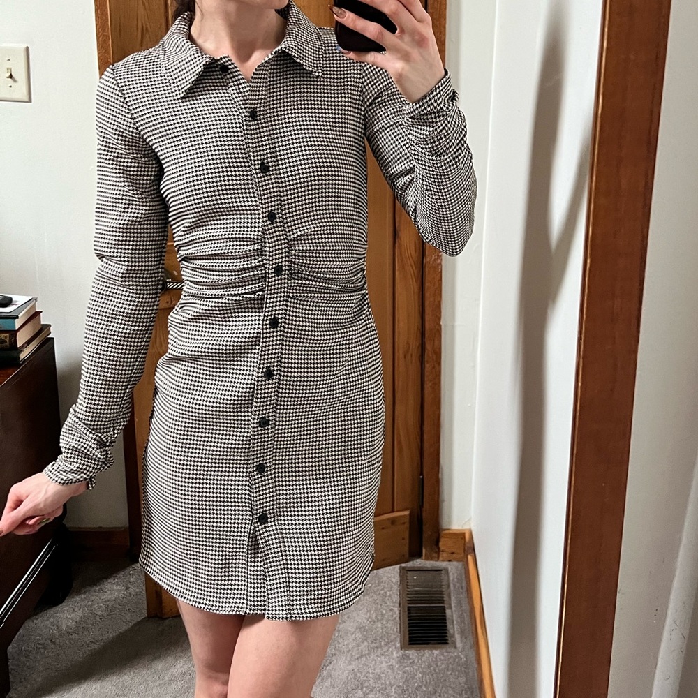 Zara Houndstooth Mini Dress